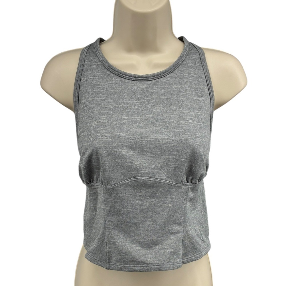 Free People‎ Movement Open Back Lace Up Athletic Tank Gray Racerback